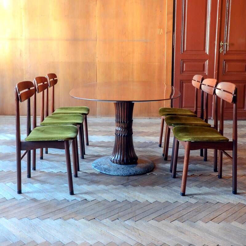 Green velvet dining chairs (set of 6)