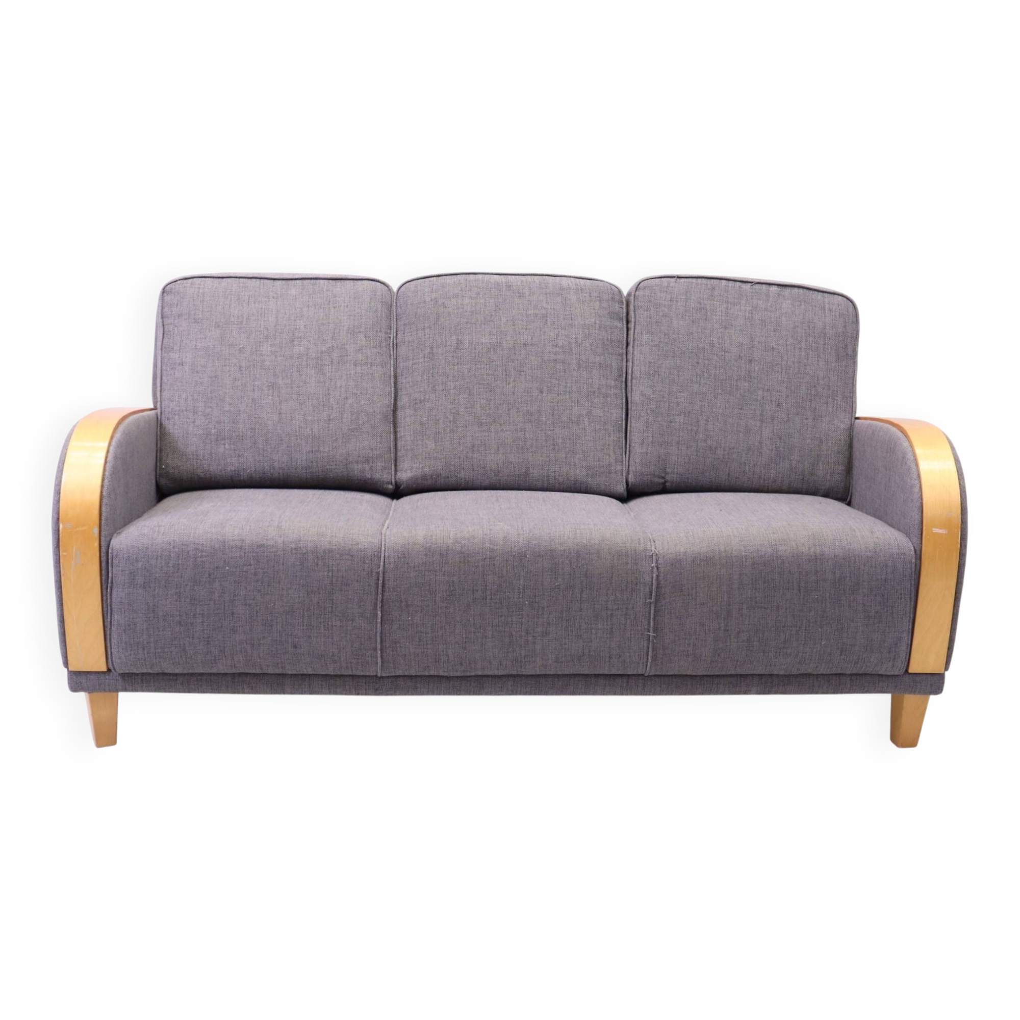 Vintage Scandinavian 3-seater Art Deco canapé in grey fabric – mid-20th century