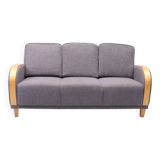 Vintage Scandinavian 3-seater Art Deco canapé in grey fabric – mid-20th century