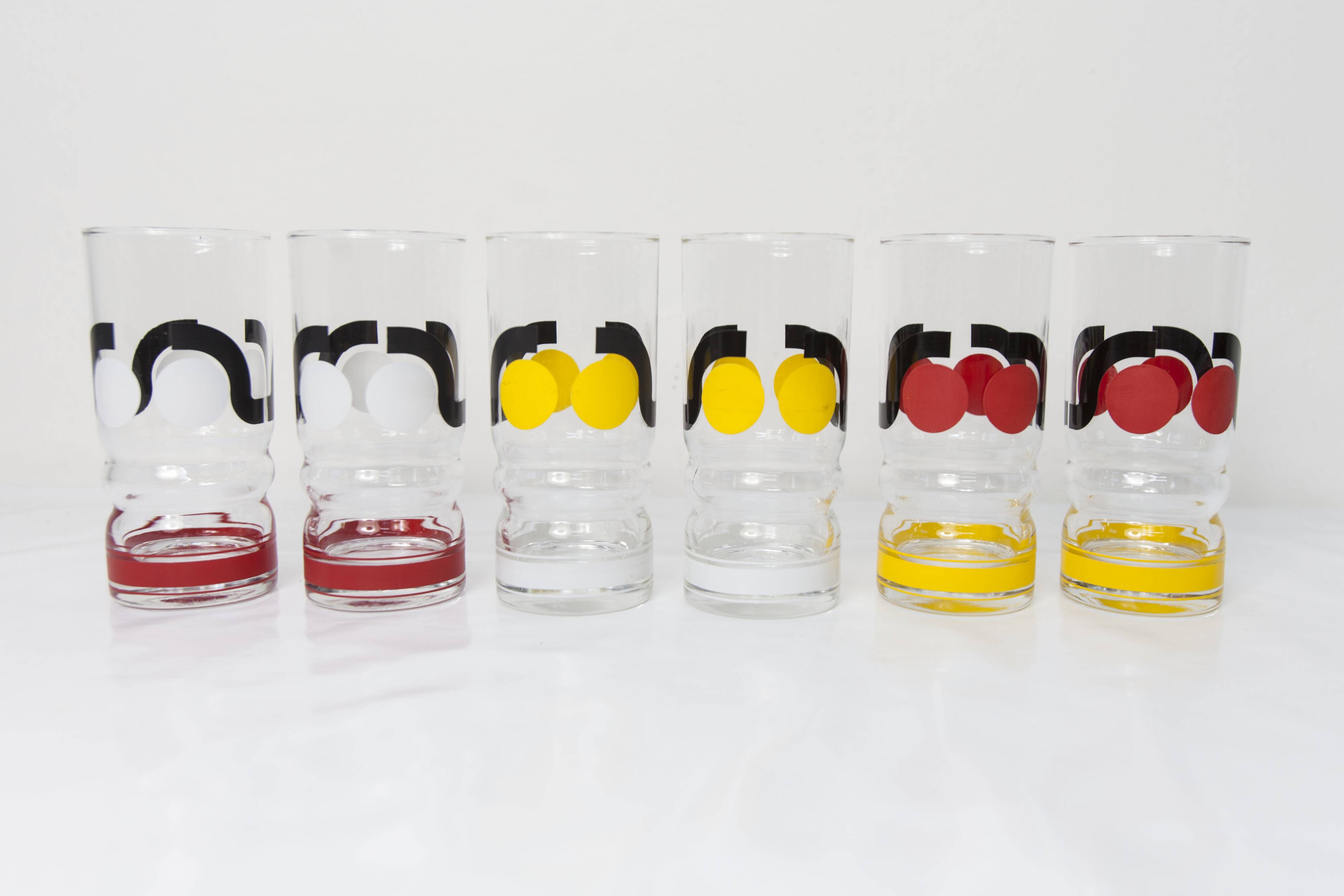 Set de 6 verres à eau 1970 sérigraphié