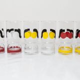 Set de 6 verres à eau 1970 sérigraphié