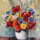 Tableau, huile sur toile -"Bouquet de fleurs"