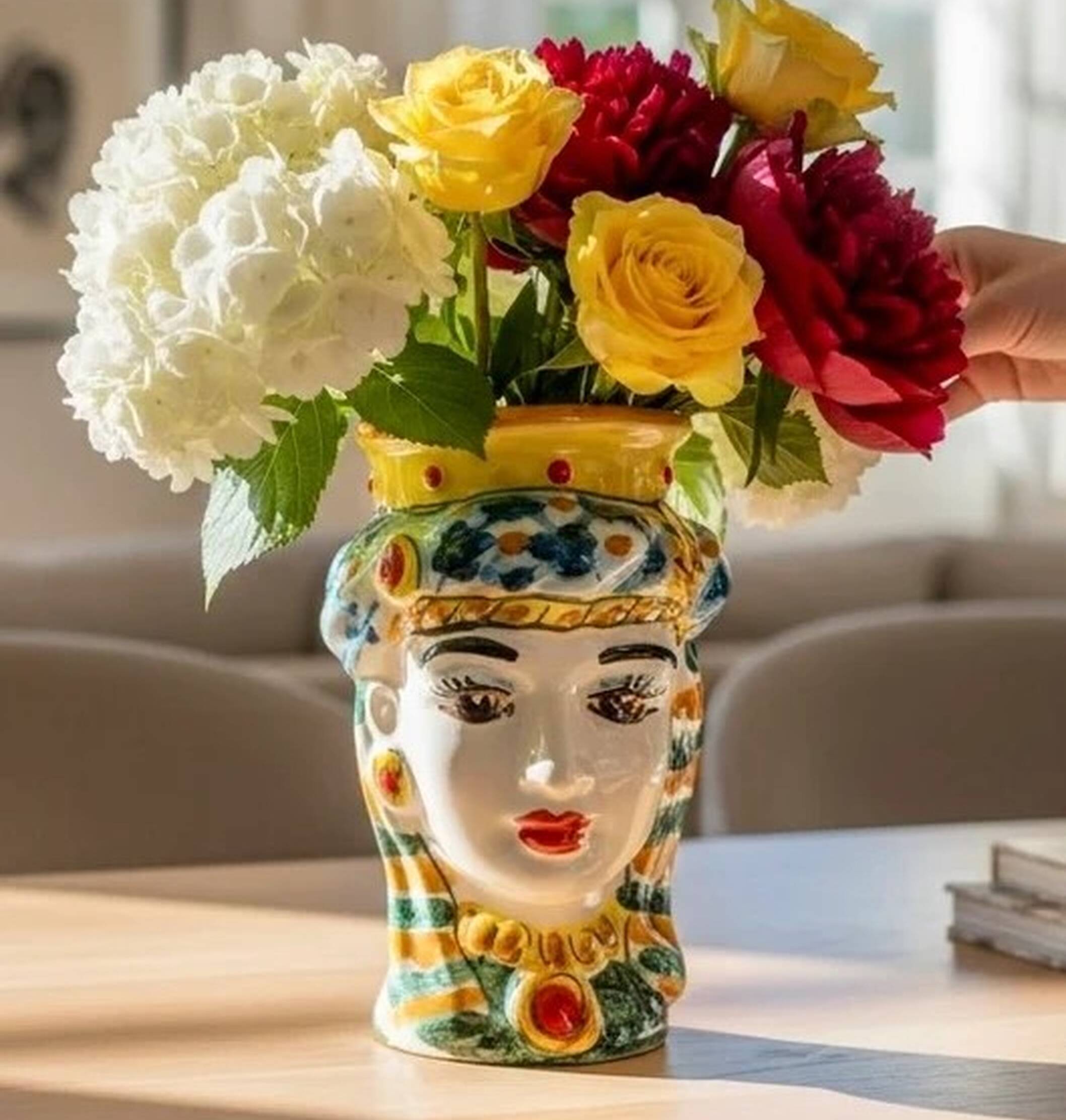 Italian Ceramic Testa di Moro Decorative Vase, Sicily