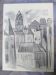 Uzerche, original charcoal drawing by Jean Villette (1913-2005)