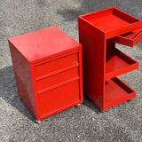 Prisunic 1970 metal trolley and box