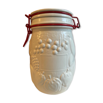White glass jar