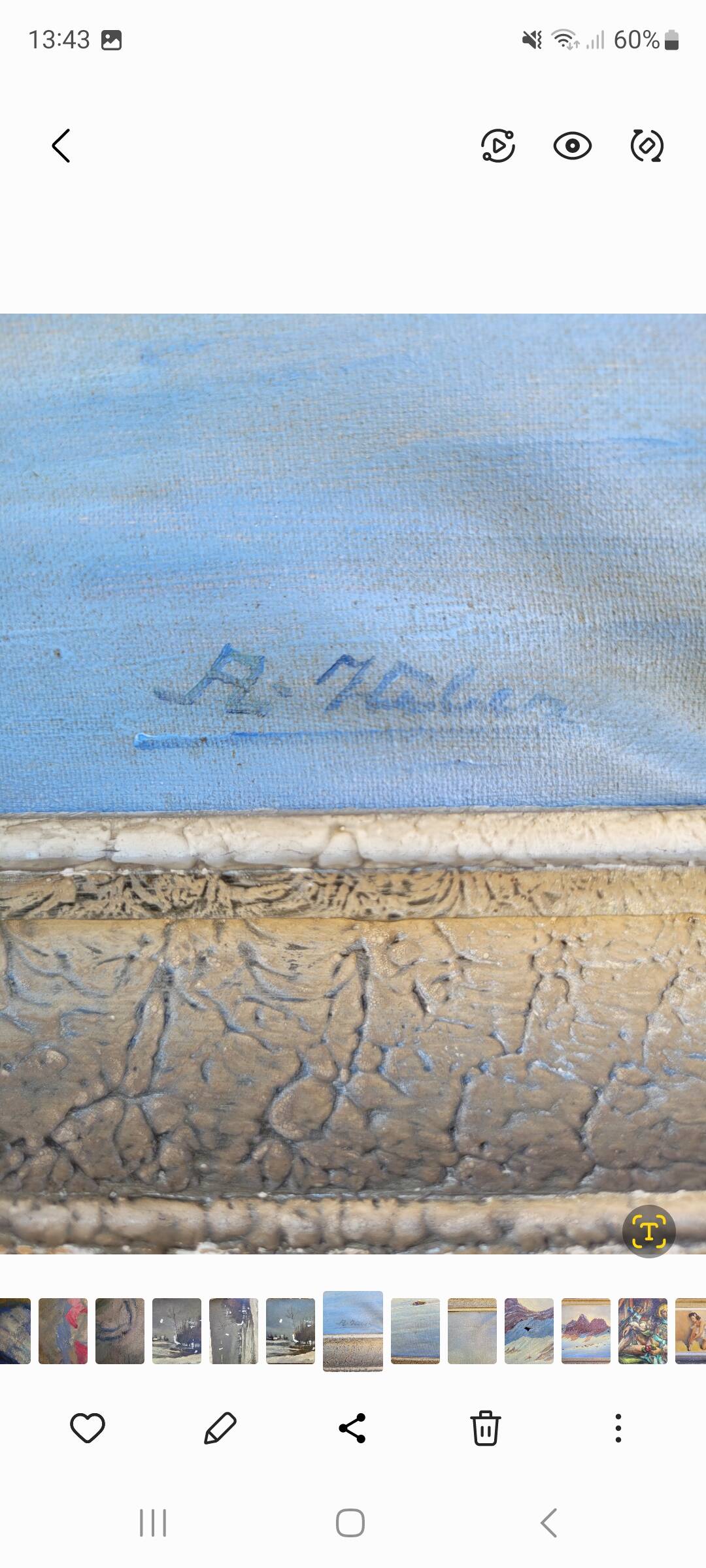 Old large vintage painting signed A. WEBER from the 1940s and 1950s.