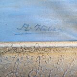 Old large vintage painting signed A. WEBER from the 1940s and 1950s.