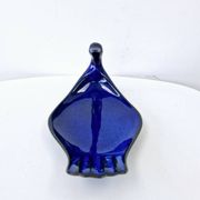 Vintage Plate Duck Foie Gras Blue Stoneware from Berry, France 25.5x15cm