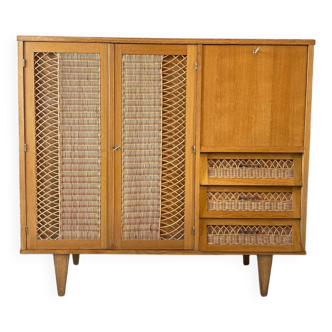 Enfilade haute en osier vintage