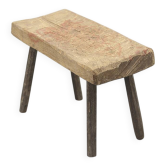 Rustic Farmhouse Wabi Sabi Primitive Oak Stool or Side Table