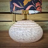 Table lamp, pink Clichy glass base and floral lampshade