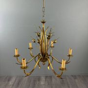 Lustre en métal doré, Italie, vers 1950