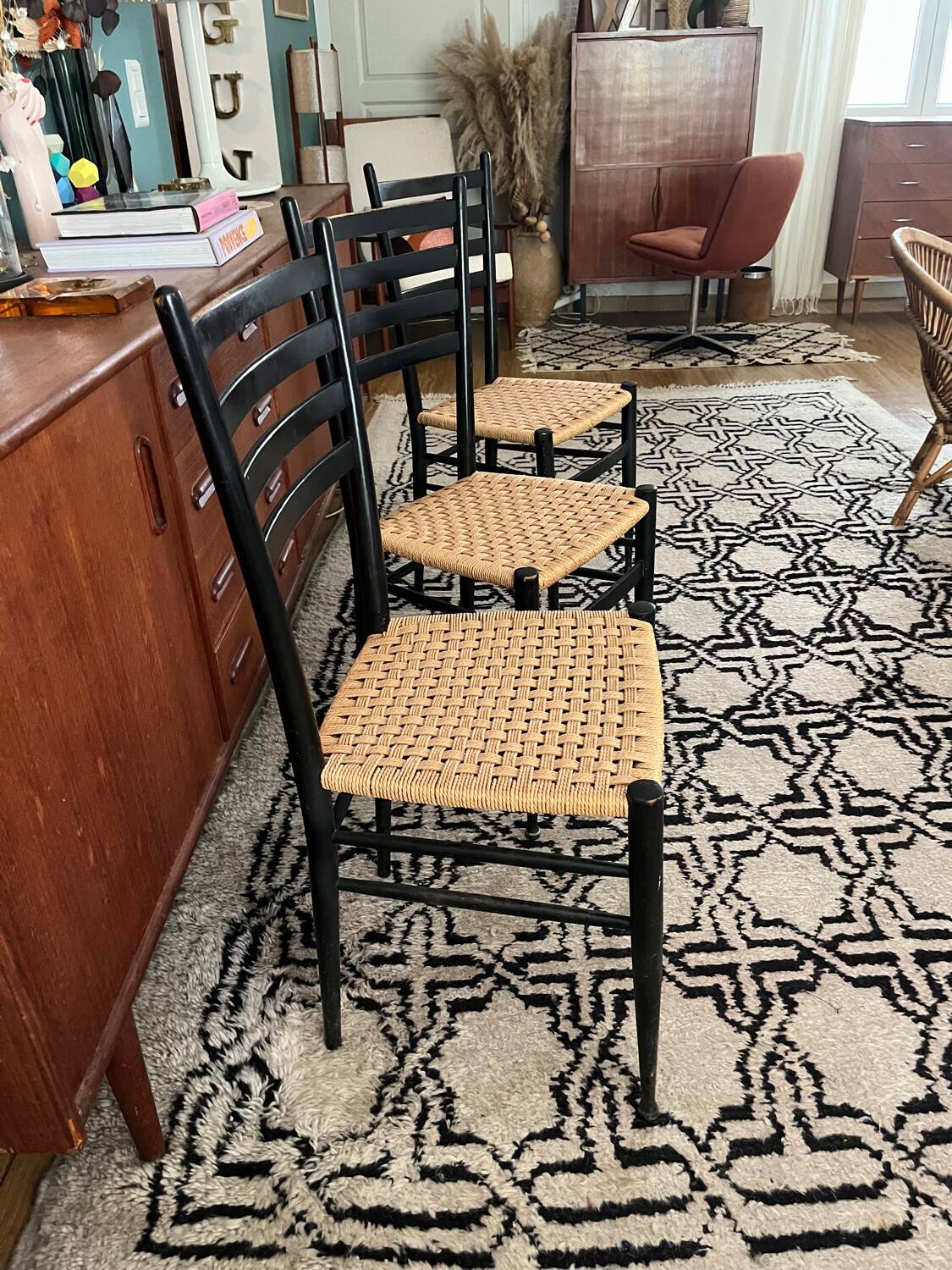 Set of 3 Spinetto Chiavari chairs from the 50s