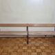 Vintage wooden and metal kindergarten bench, 2 m