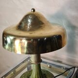 Varnished cast iron lamp and hammered brass lampshade 1920 art deco 32x23