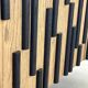 TV cabinet / Low sideboard in natural wood and blackened wood