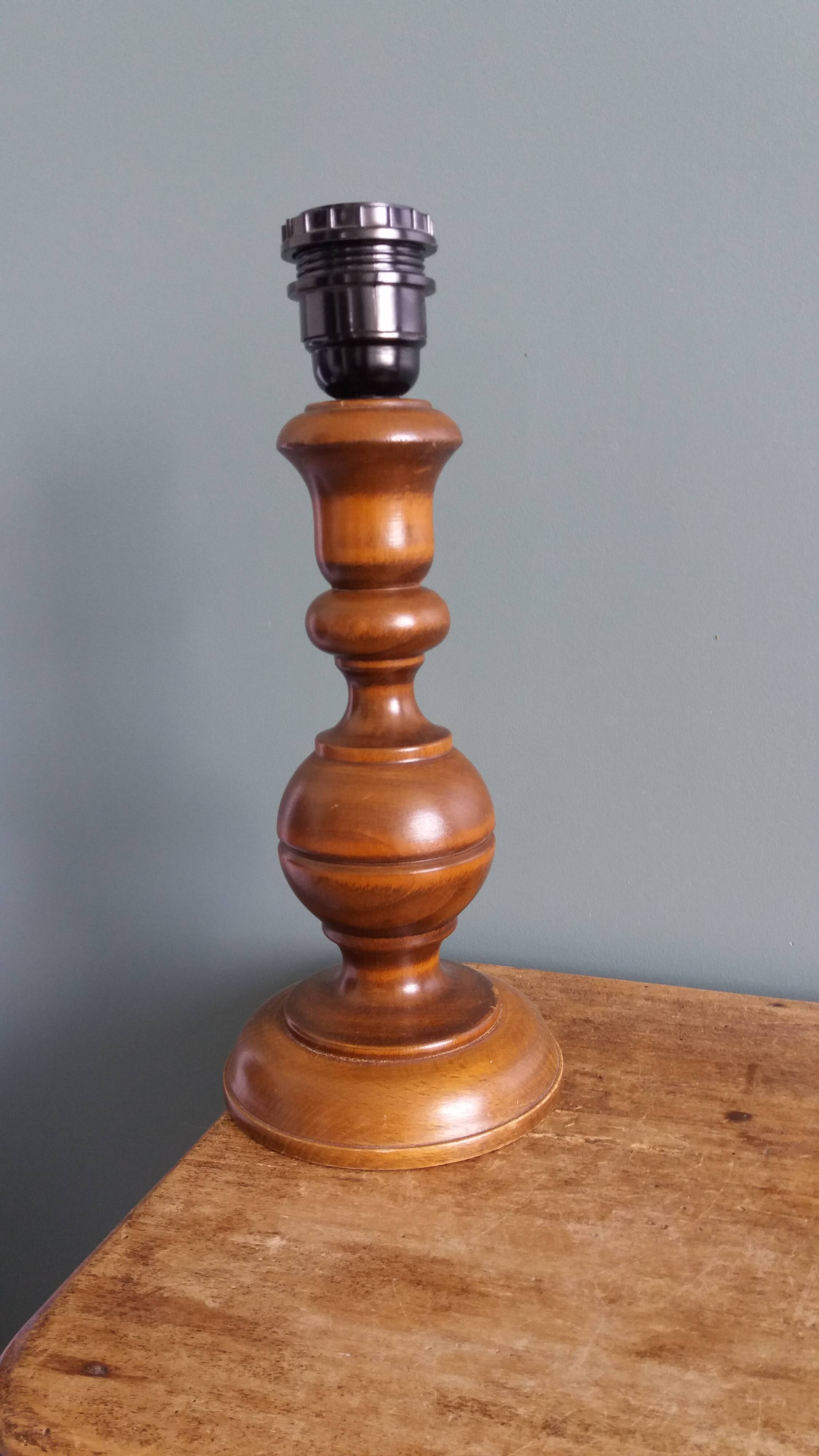 Lamp, turned wooden base