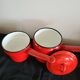 Bouilloire rouge en email vintage