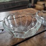 Pair of molded glass salad bowls – floral shape – 1950s