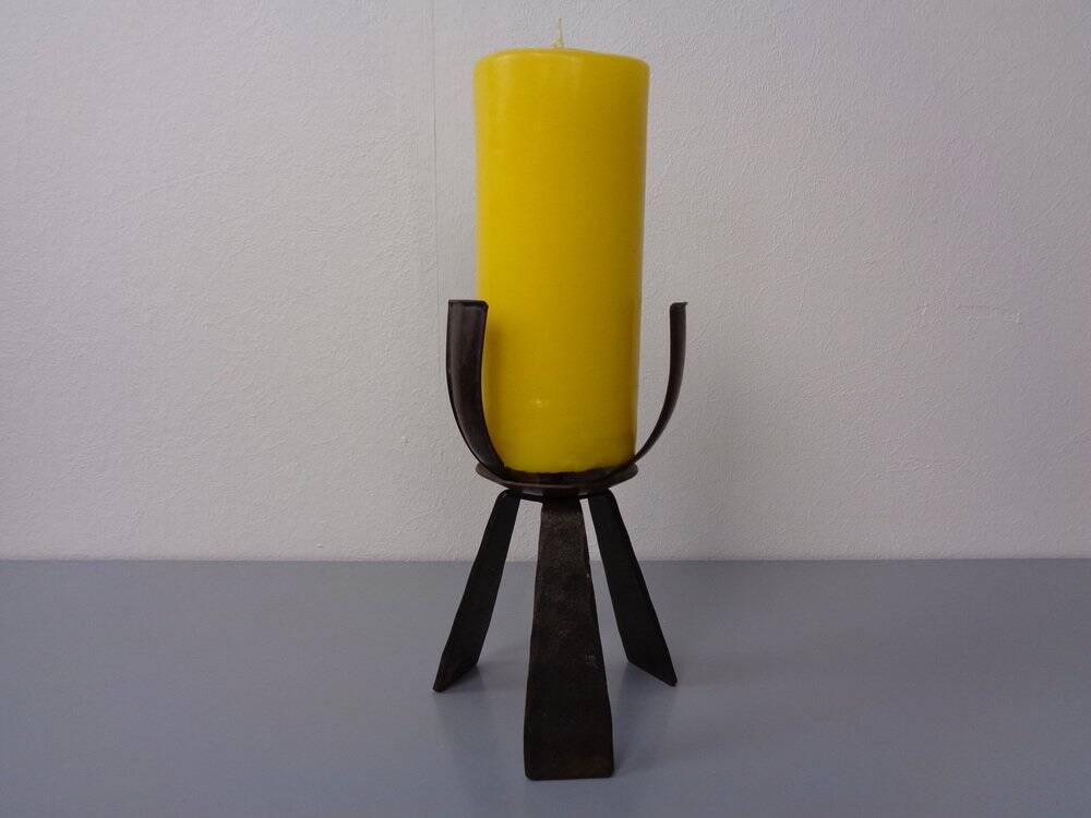 Brutalist Iron Candleholder, Germany, 1960s
