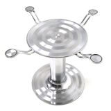 Postmodern chromed metal dining table with a round tempered glass top, italy