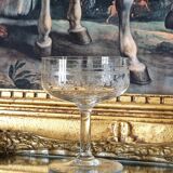 Engraved crystal champagne coupes