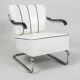 White leather armchair made in 1930s Czechia