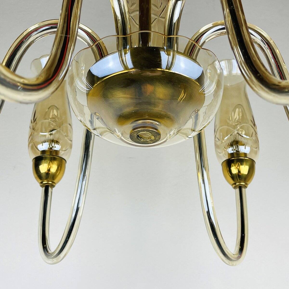 Vintage Murano glass chandelier in amber by De Majo, Italy, 1970s.