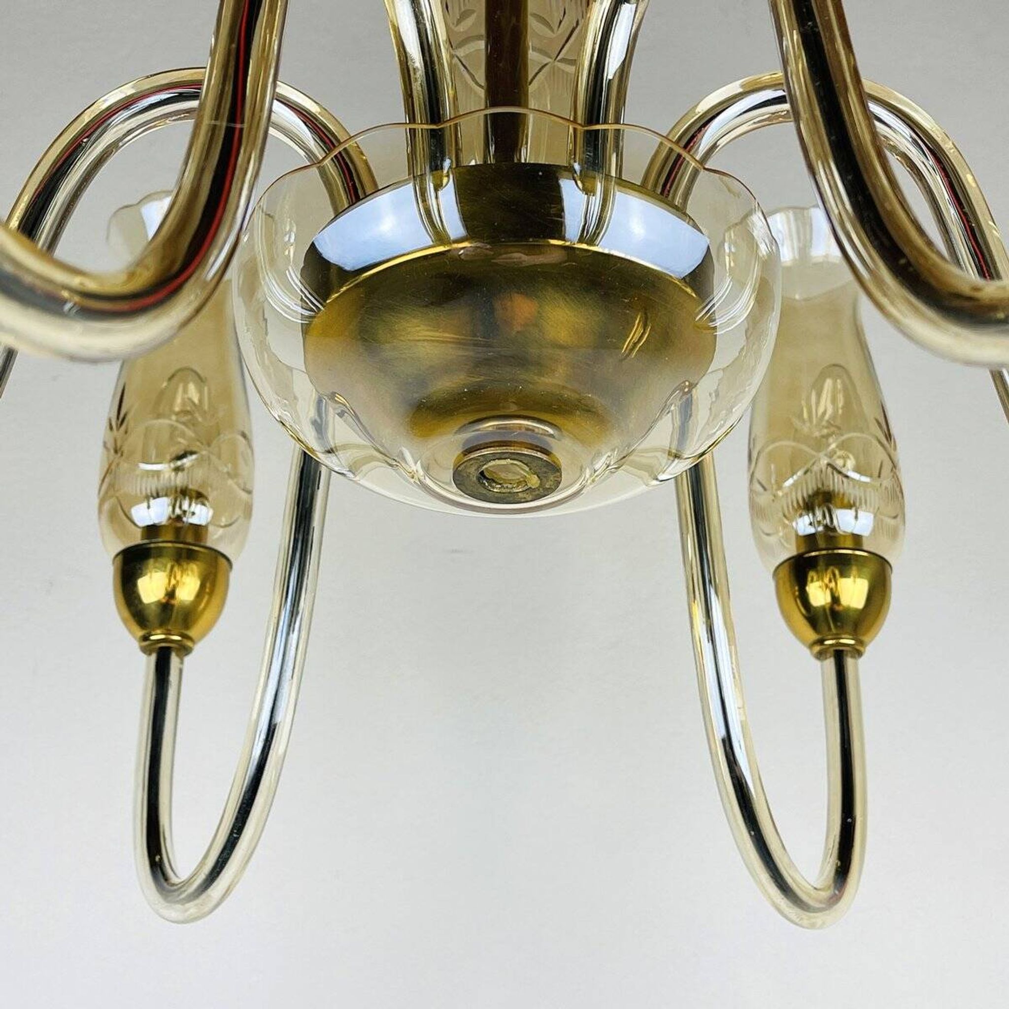 Vintage Murano glass chandelier in amber by De Majo, Italy, 1970s.
