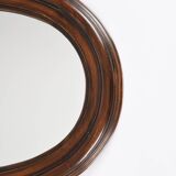 Large old oval wooden mirror