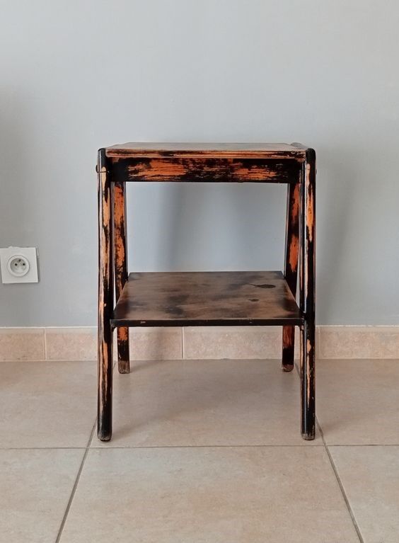 Vintage side table compass legs