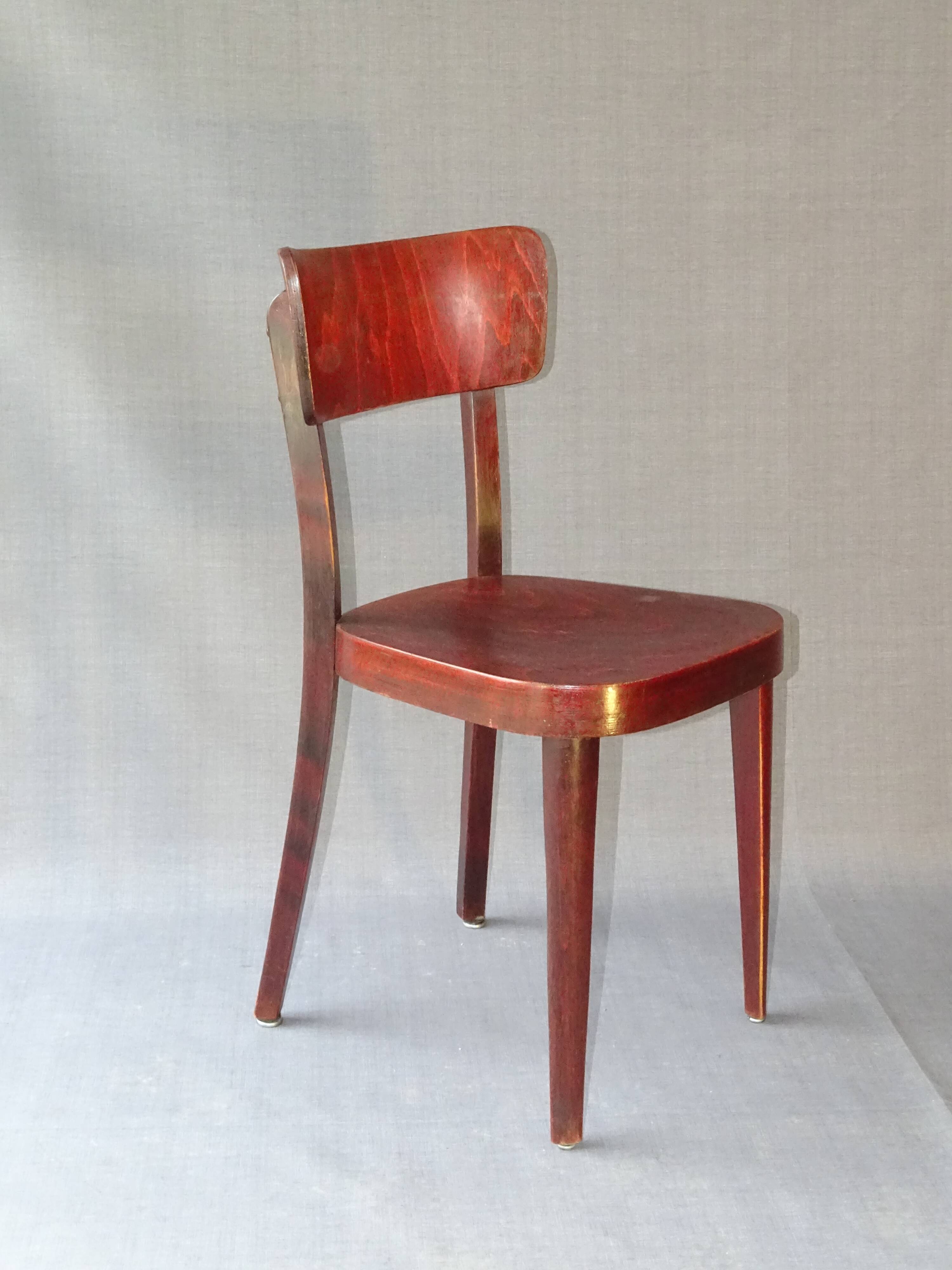 Set of 3 chairs Thonet 1950 feet spindle, modern bistro