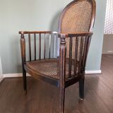 Fauteuil art déco en bois et rotin, années 1920