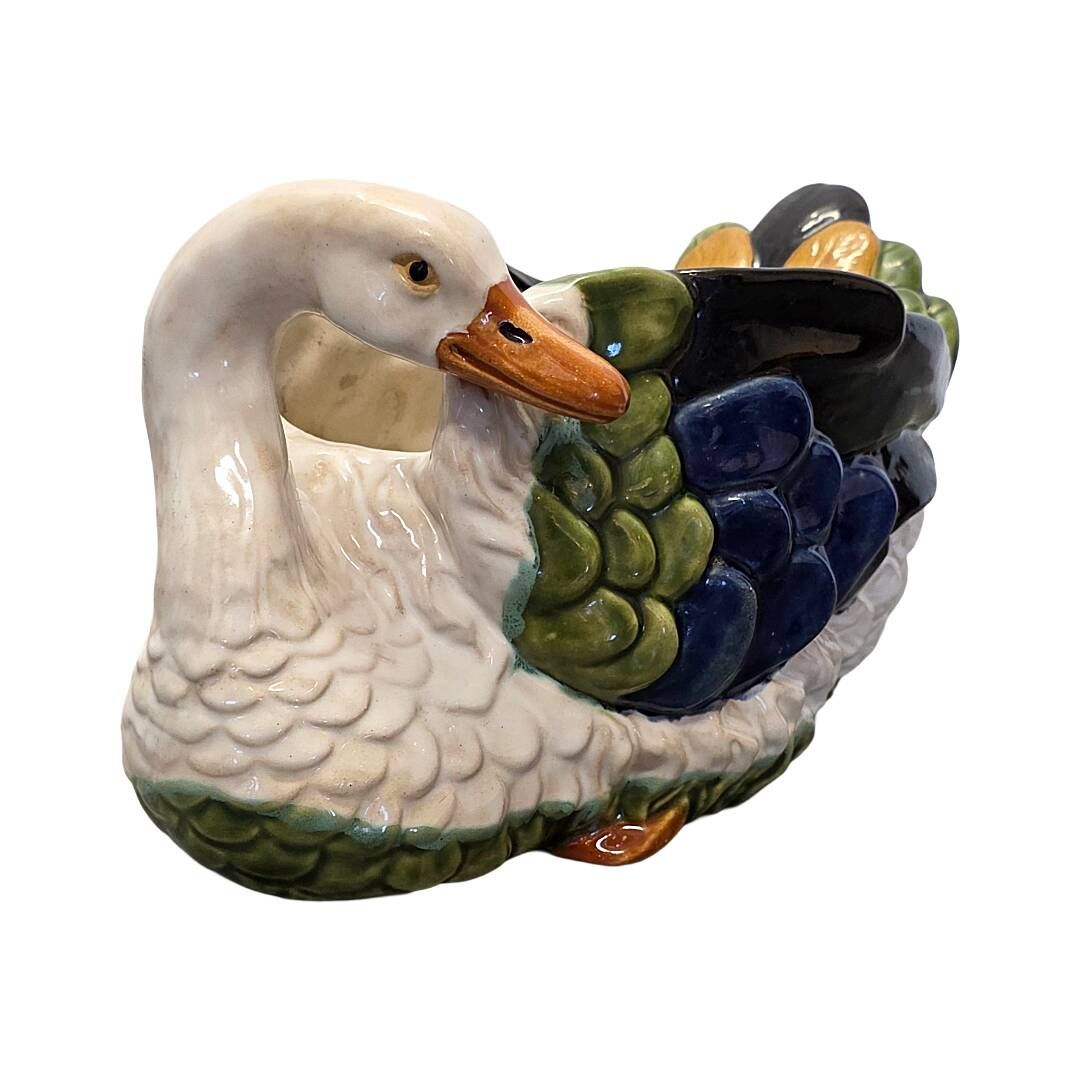 Vintage Italian ceramic swan flowerpot – 1960s/70s