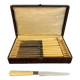 Service box of 11 knives with ivory handles and cast steel