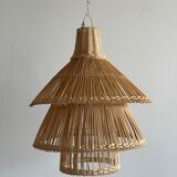 Rattan pendant lamp or light in the shape of an Asian lantern