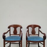 Set of 6 directoire style velvet chairs