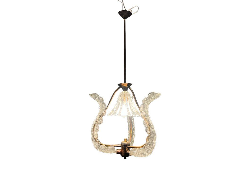 Barovier Italian Murano glass pendant light by Ercole Barovier, 1940s