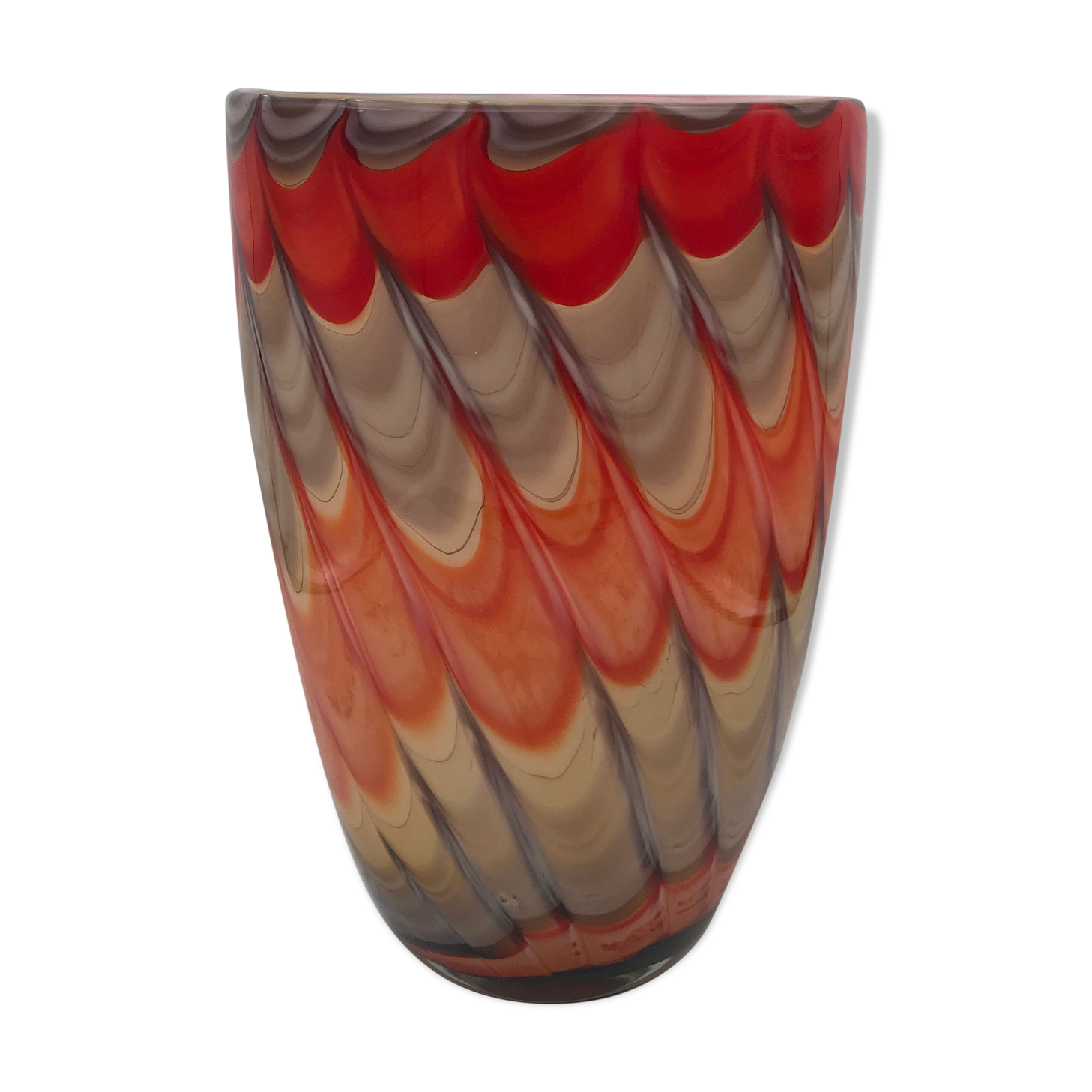 Vase in art verrerie blown glass polychrome mouth 24.5 cm