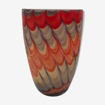 Vase en verrerie d’art verre soufflé bouche polychrome 24,5 cm