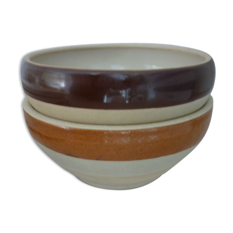 2 rustic two-tone sandstone bowls Ø 22 cm