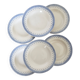 6 vintage Belgian earthenware soup plates with blue marli pattern