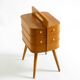 Beautiful original Mid Century teak sewing box with hinged compartments