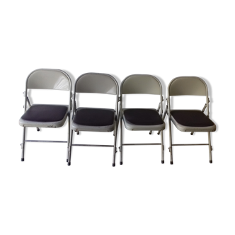 Lot de 4 chaises pliantes en tuyau métallique en design industriel vintage