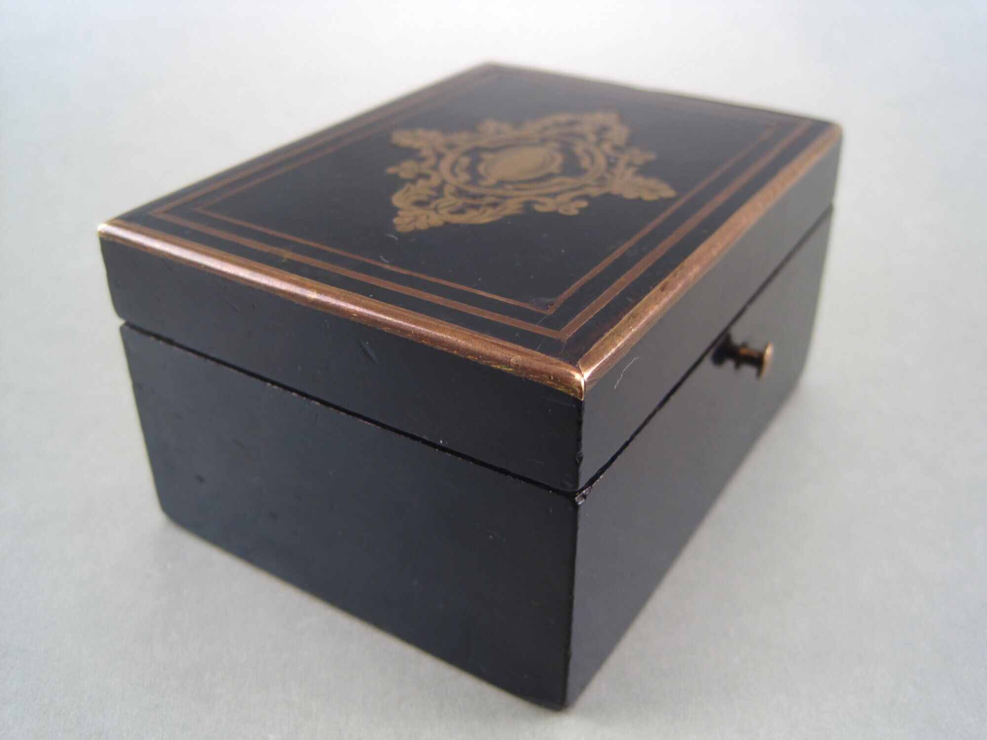 Jewelry box in blackened wood marquetry brass napoleon iii