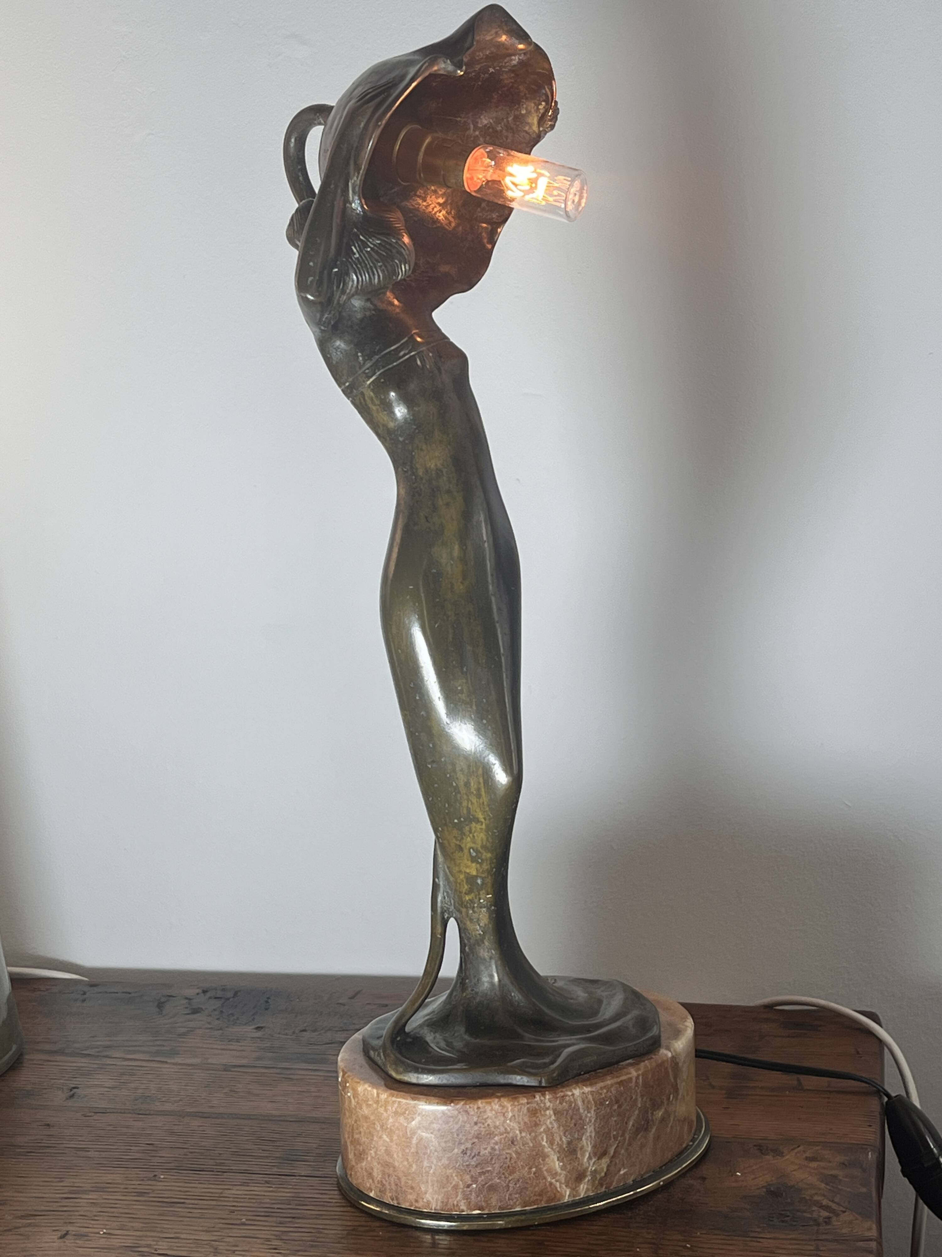 Bronze Art Nouveau lamp