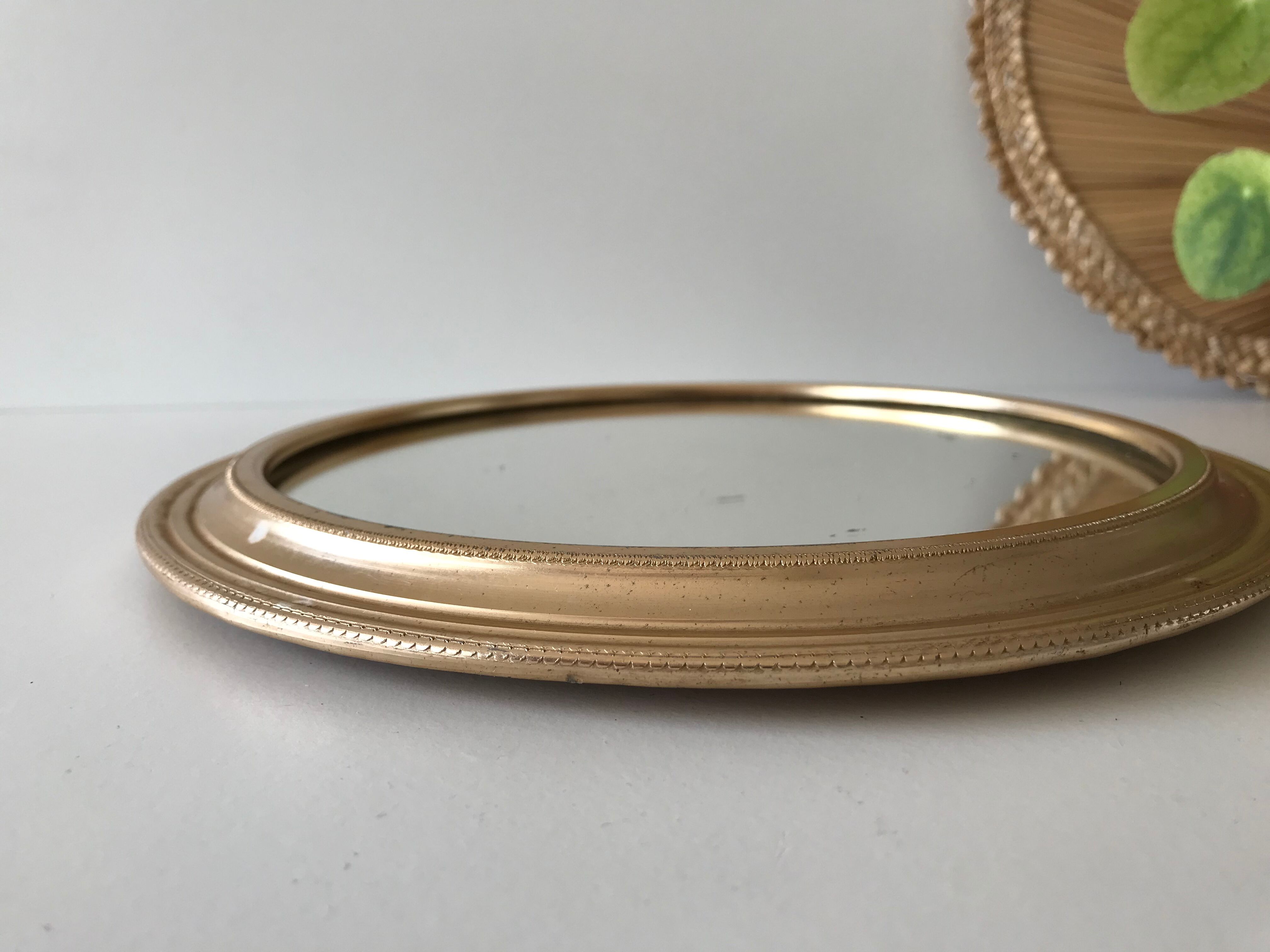 Miroir rond doré 24cm