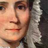 “Portrait of a woman in a black dress”, oil on canvas early 20th century