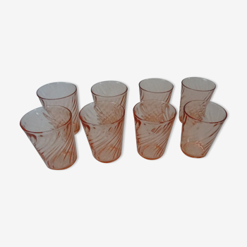 8 verres gobelets rosaline torsades roses arcoroc luminarc